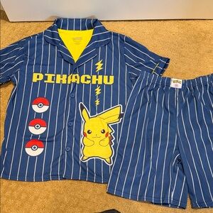 Pokemon Pikachu Blue Striped Pajama Set